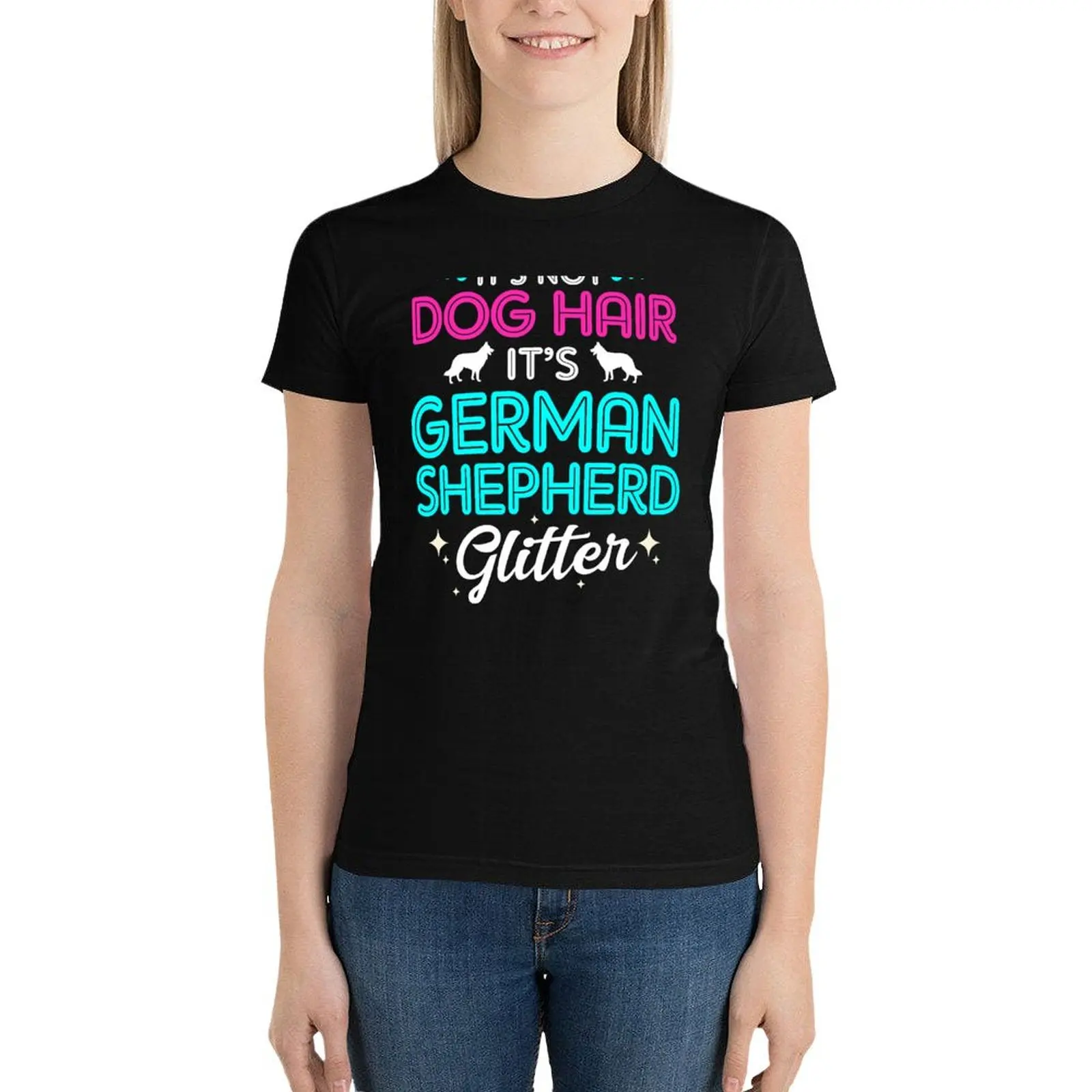 Sein nicht Hunde haar sein Deutscher Schäferhund Glitzer T-Shirt ästhetische Kleidung Hippie Kleidung koreanische Mode Grafiken T-Shirts für Frauen