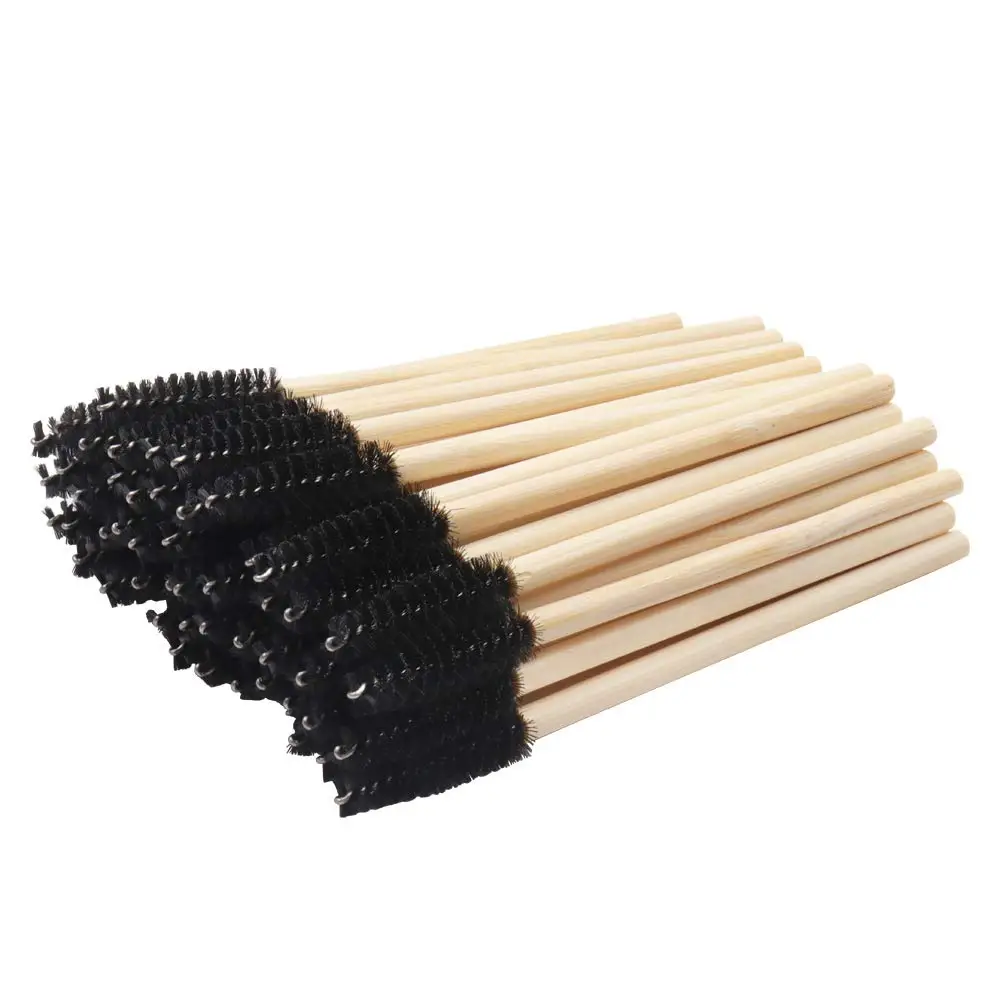 50pcs/pack Eco mascara eyelash brushes with bamboo handles Makeup Brushes Eye Lash Extension Tool Kit Black Pink