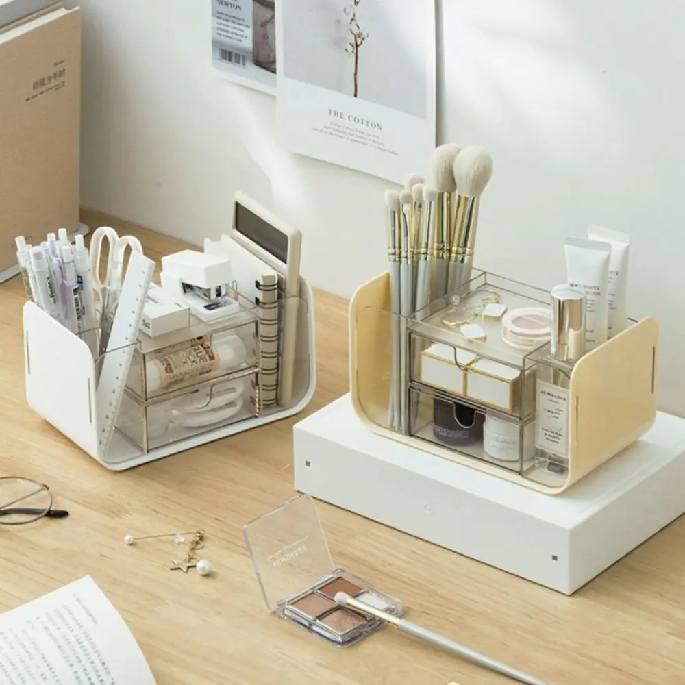 

Durable Multi Grid Stationery Storage Box Drawer Large Capacity Pen Container HIPS+PS Dust-proof Makeup Brush Holder Student