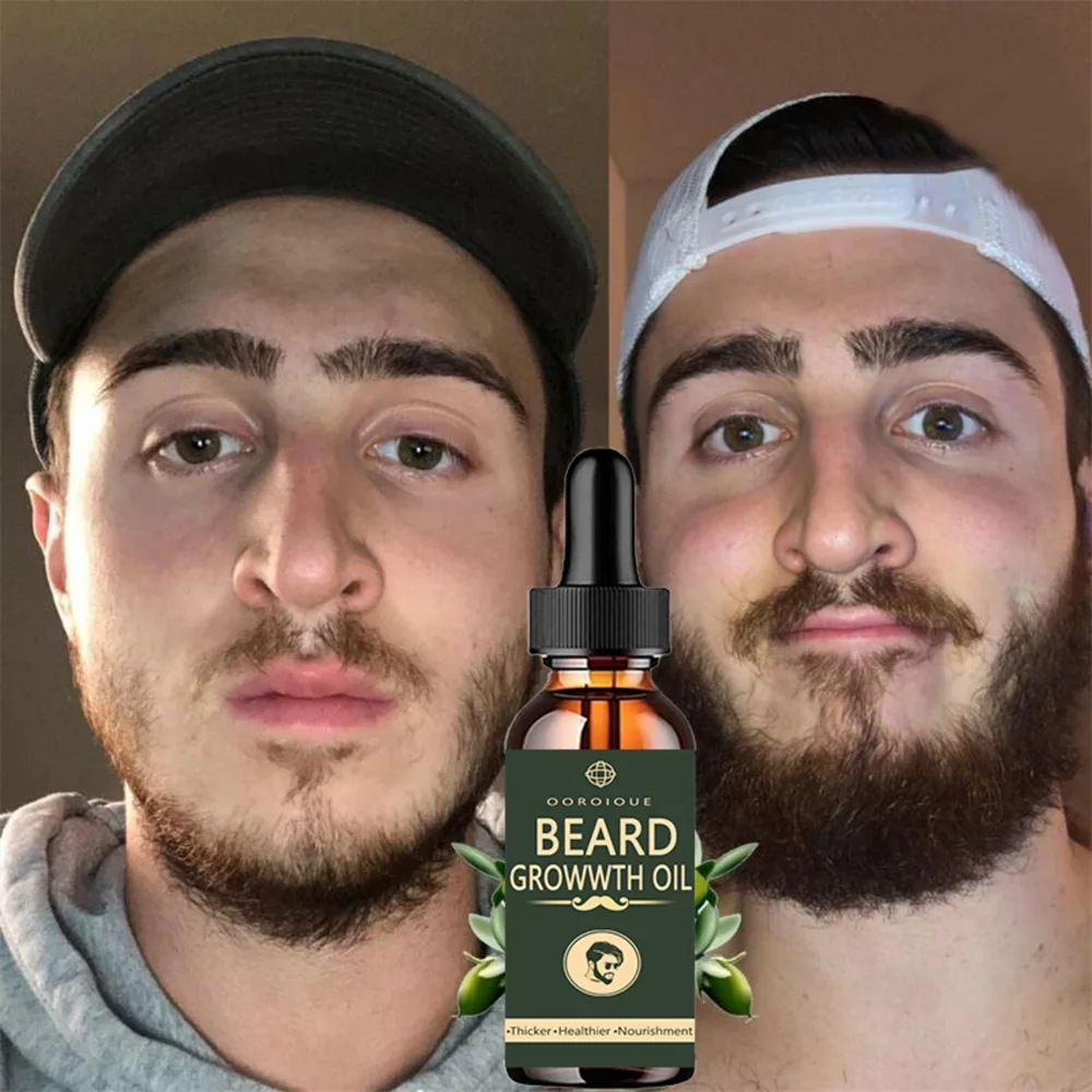 Fast Beard Growth Oil Beard Oil for Men Caffeine Natural Beard Growth Serum Promote Hair Regrowth Professional Brazilian Keratin