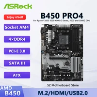 Placa base ASRock B450 PRO4 AMD B450 AM4 para Ryzen 5/7/9/3 5600 5800X3D 5900X 4100 CPU DDR4 3200 +(OC) M.2 HDMI ATX