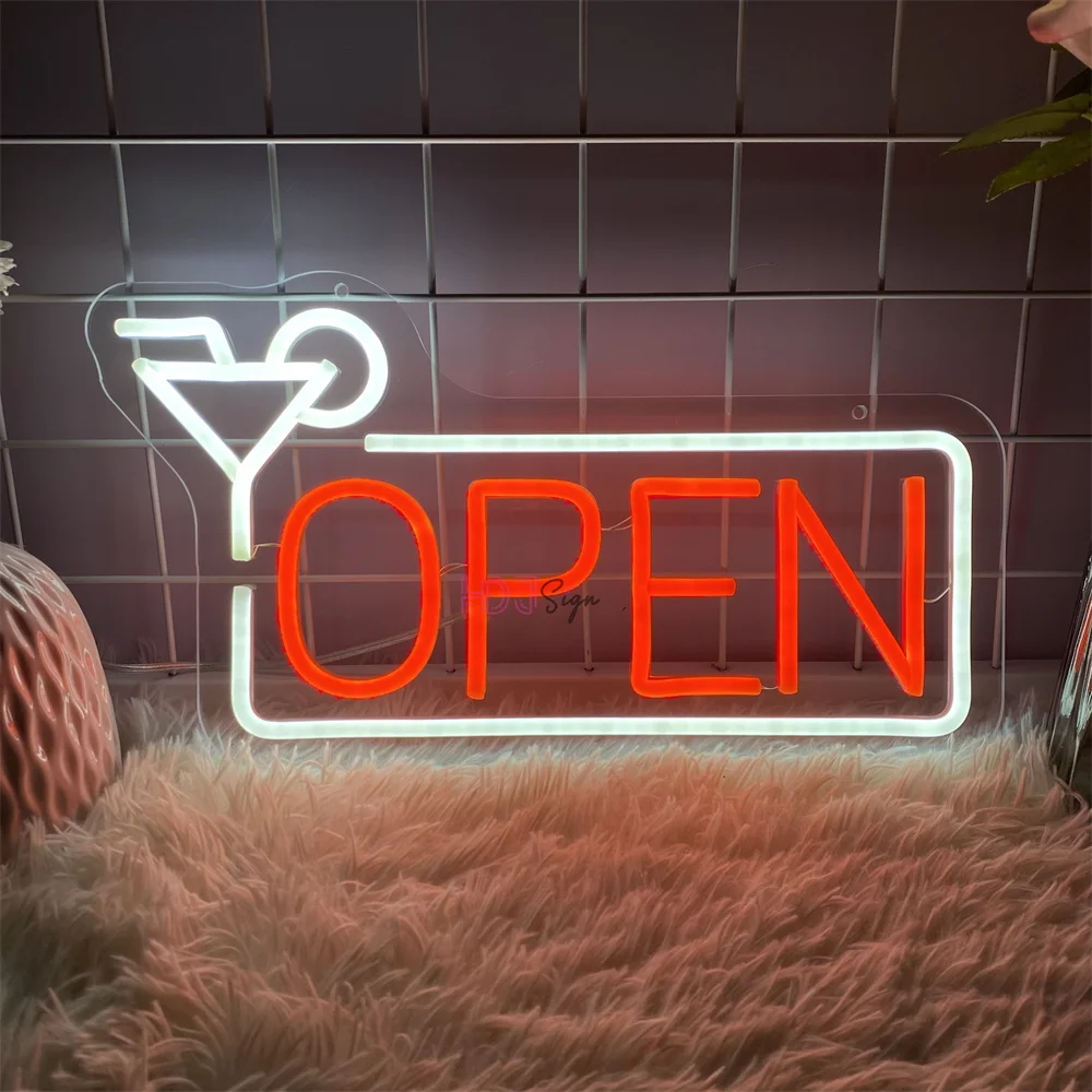 Open LED Neon Sign Beer Drinking Coffee Signs Neon Lights USB Room Wall Decor Cafe Bar Store Commercial neon Lights Sign