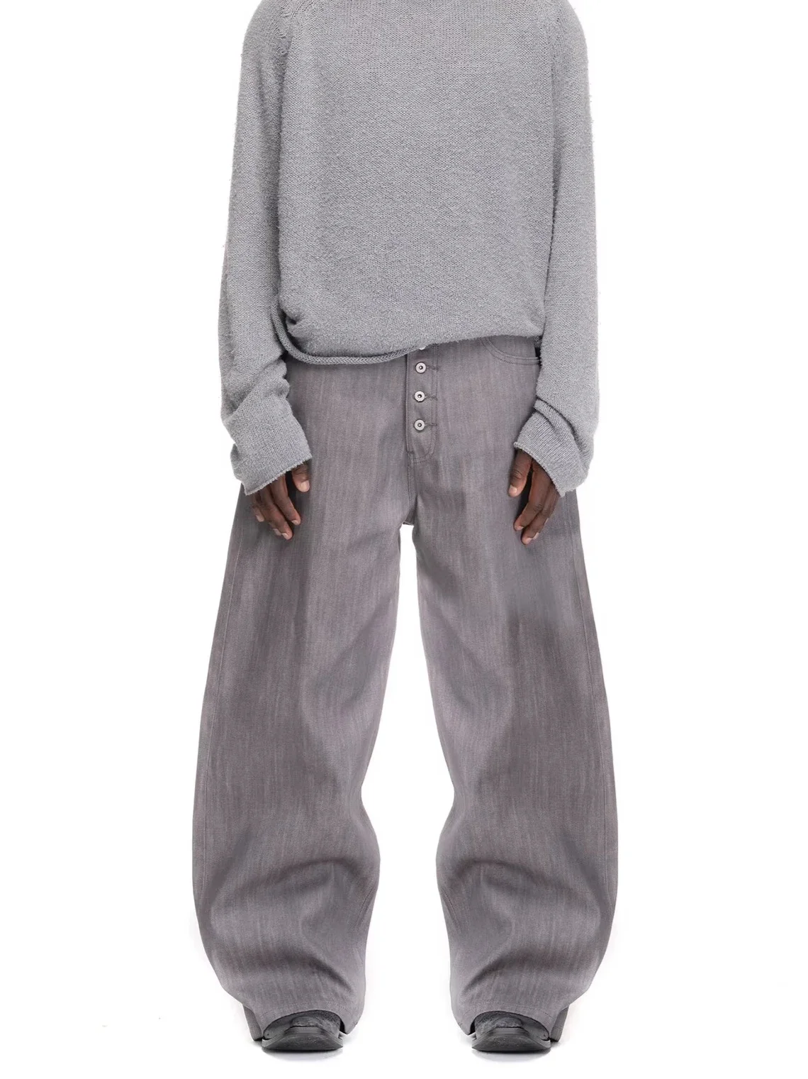 

No faith studios three-dimensional micro-wide scimitar pants casual wash faded Baggy jeans