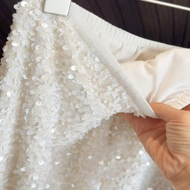 กระโปรงกำมะหยี่ปักเลื่อมผู้หญิง ฤดูใบไม้ร่วง ฤดูหนาว ใหม่ เอวสูง ทรงเอ ทรงเมอร์เมด กระโปรงทรงบอดี้คอน ความยาวปานกลาง สำหรับงานปาร์ตี้ งานราตรี สวยสง่า