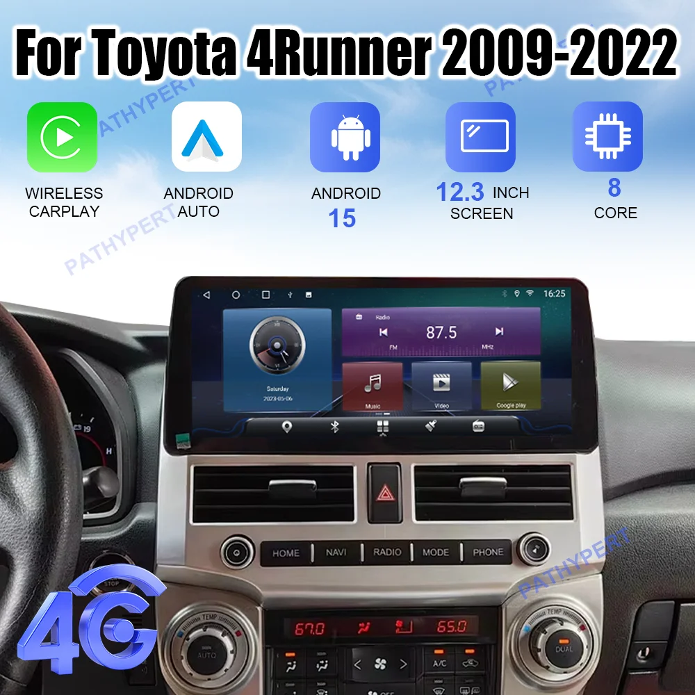 

Wireless CarPlay Android 15 For Toyota 4Rumer 2009-2022 Car Multimedia Player Radio Auto Bluetooth GPS Navigation Head Unit Wifi