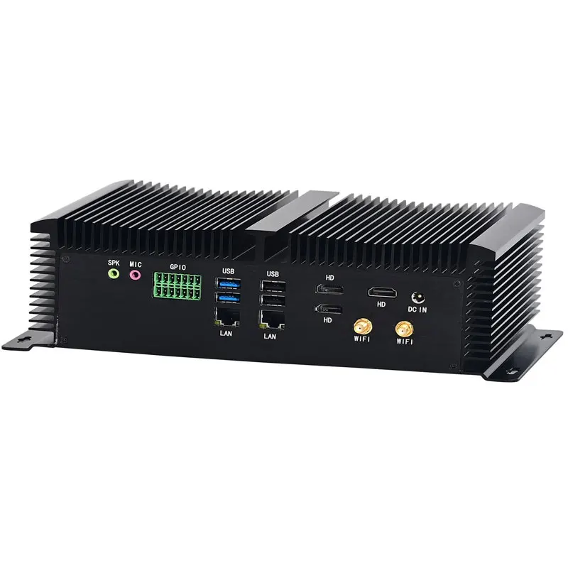 Industriële mini-pc zonder ventilator Intel Core i7 10870H i7 9750H i5 10200H i5 9300H Win 10/11 met 3 HD-MI 6*COM Dual LAN GPIO Compute