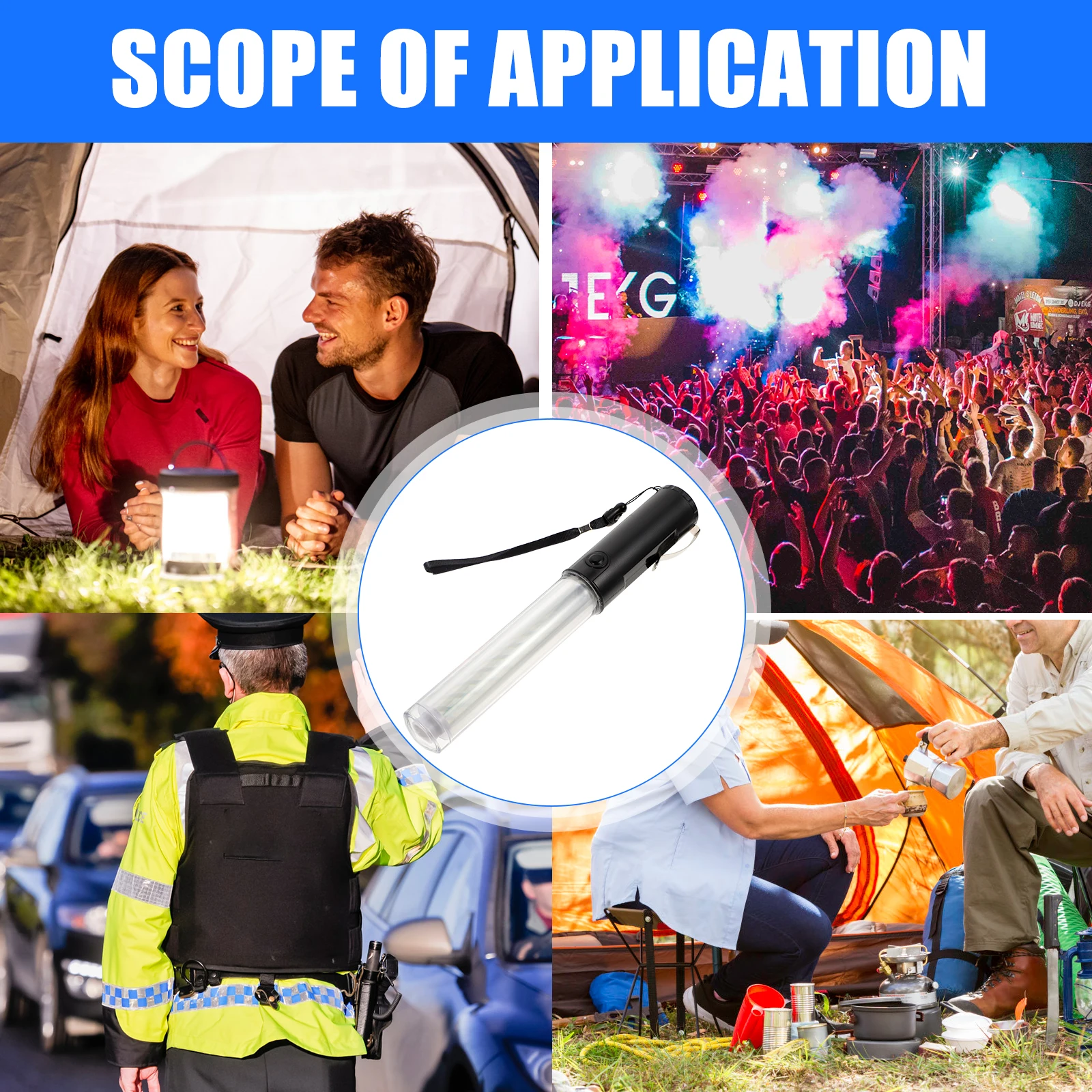 

1pc For Party Fans Reusable Cheering Fans Traffic Rod Rod Durable Light Luminous Stick Decorative Traffic Bar