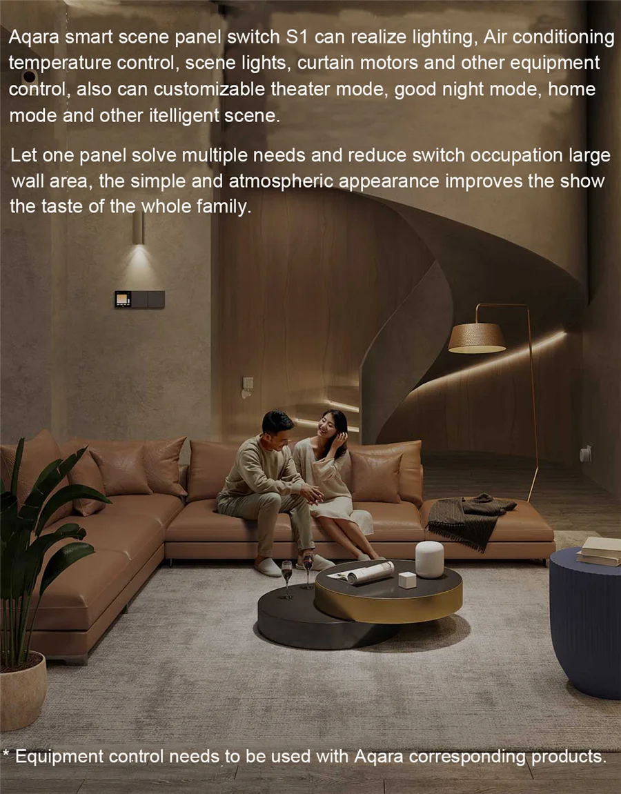 Aqara 장면 패널 스위치 S1 Zigbee 3.0 스마트 터치 스크린, AI 제스처 인식, 시리 음성 제어, 애플 홈키트로 작동
