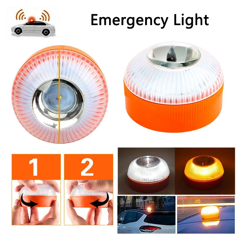 

Led Car Emergency Light Flashlight Magnetic Induction Strobe Road Accident Lamp Beacon Safety Accessory - Not including battery