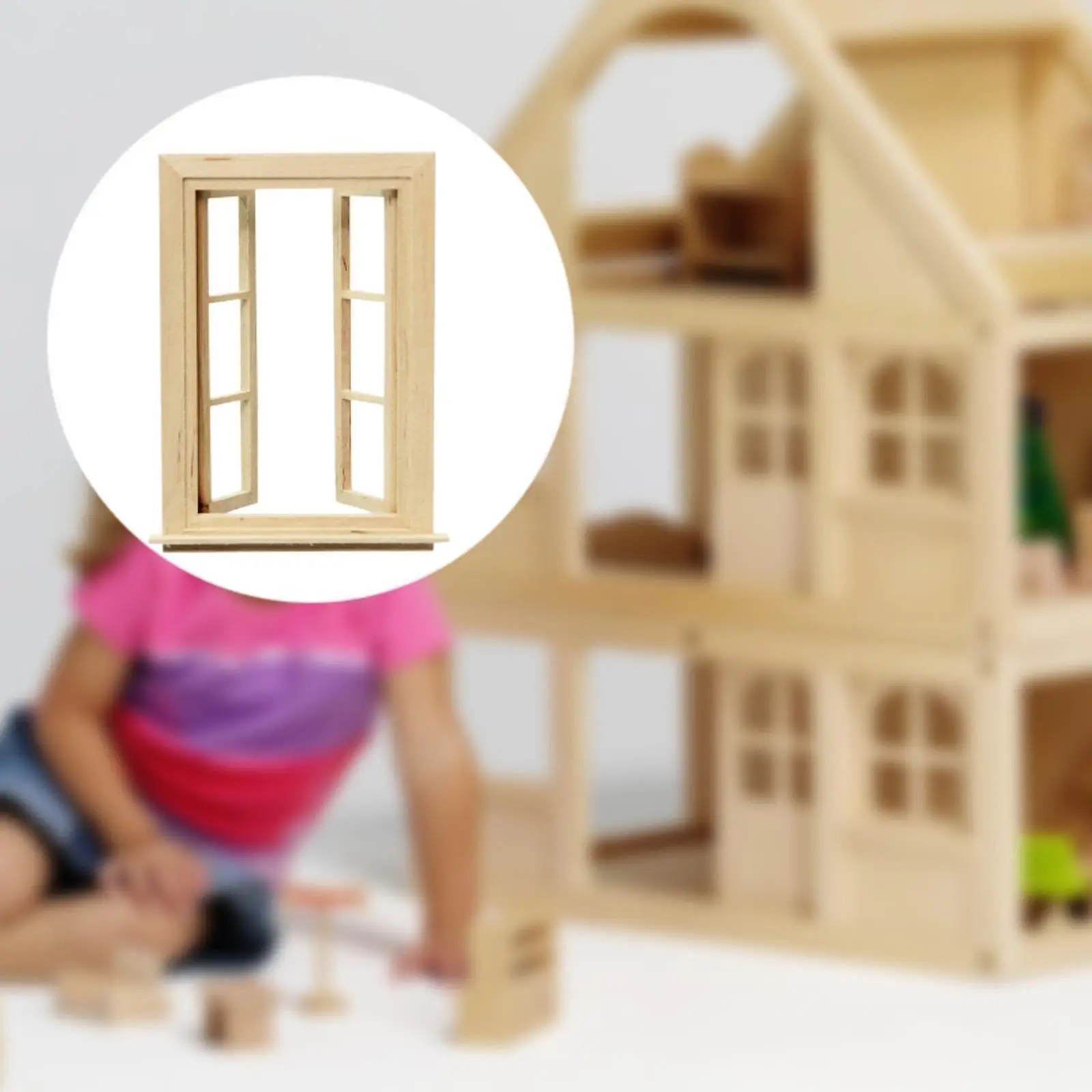 1:12 schaal poppenhuis raam dubbel openend raammodel voor woonkamer keuken