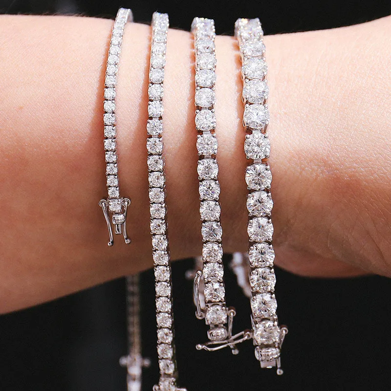 Real Moissanite Tennis Bracelet for Women Simulated Lab Diamond Original S925 Sterling Silver Hip Hop Jewelry Creativity Gift