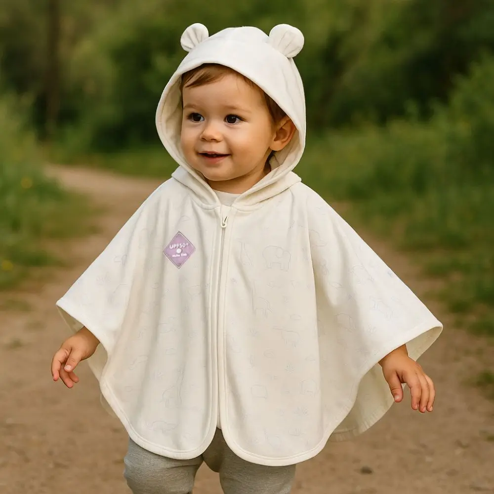 

Breathable Baby Sun Protection Clothing Hooded Design UPF 50+ Kids Sunscreen Cape Anti-mosquito Comfortable To Wear