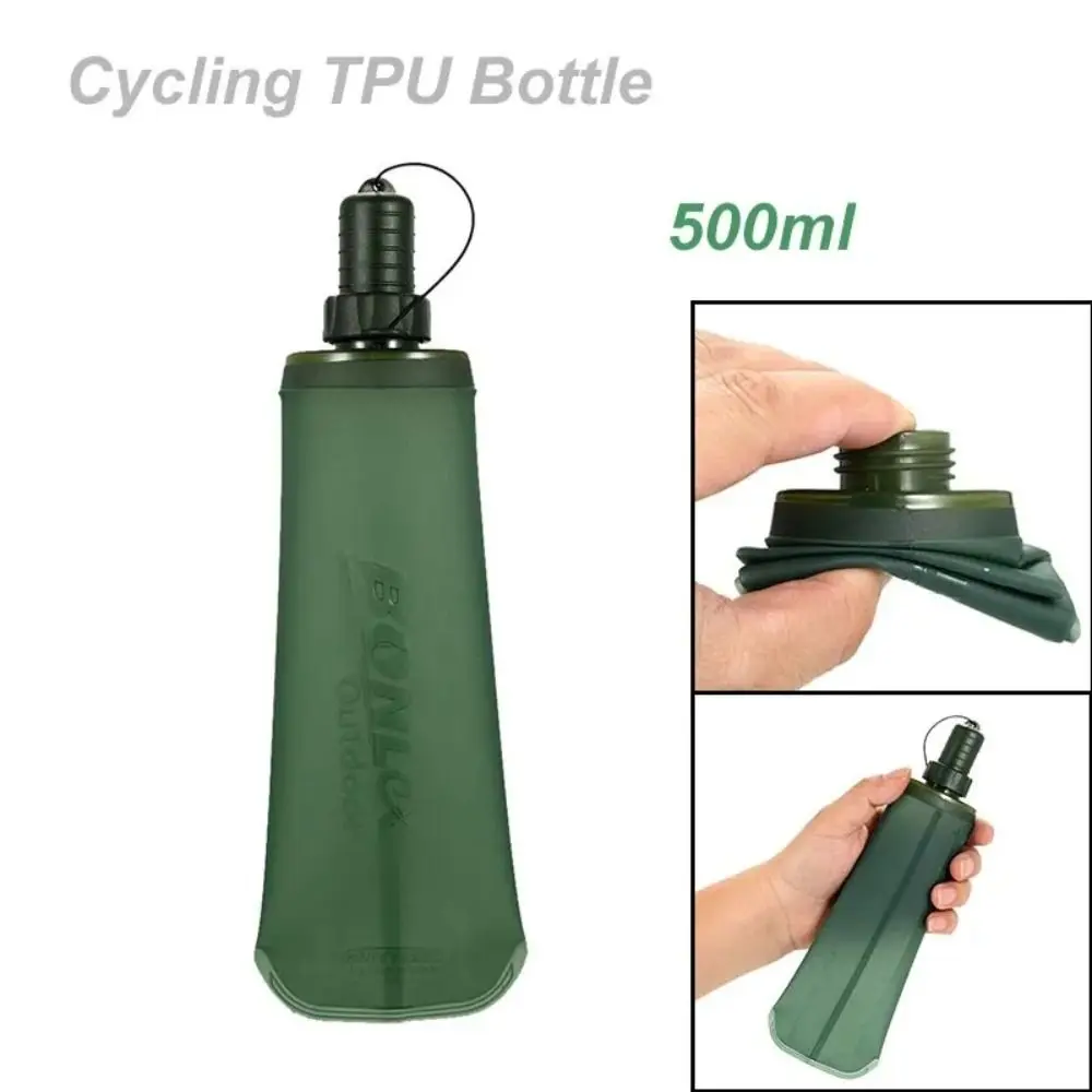 250/500ml Water Bottle Portable Folding Water Bag Wide Mouth TPU Soft Flask for Outdoor Running Camping Hiking Bicycle