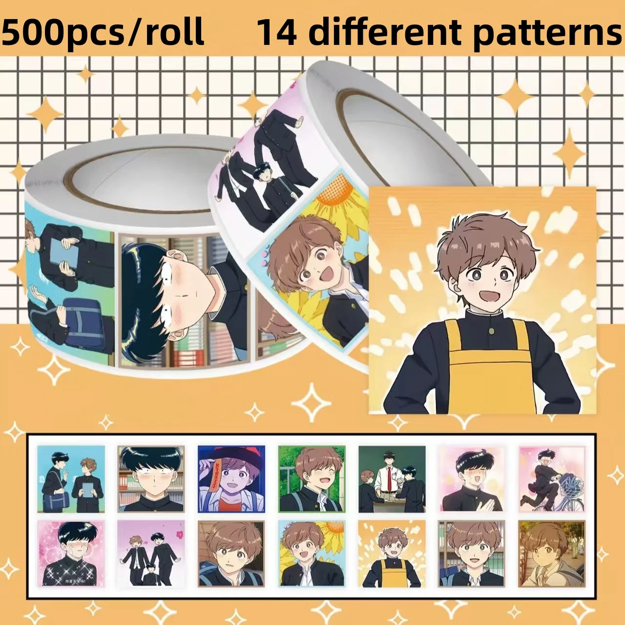 500pcs/roll Go For It, Nakamura-kun!! Waterproof Stickers Okuto Nakamura Aiki Hirose DIY Decal for Journaling Laptop Decor Gift image 2