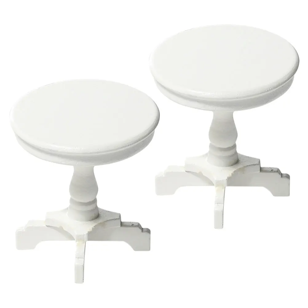 Mini Table ronde décorative pour maison de poupée, 2 pièces, meubles de bureau, salle à manger, jardin féerique, Miniature en bois