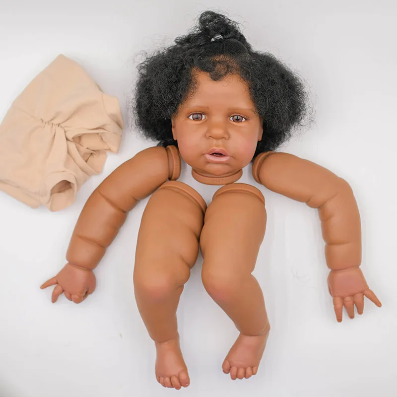 24inch Magrot Dark Brown Skin Reborn Baby Doll Size Already Painted Lifelike Soft Touch Flexible Finished Doll Parts