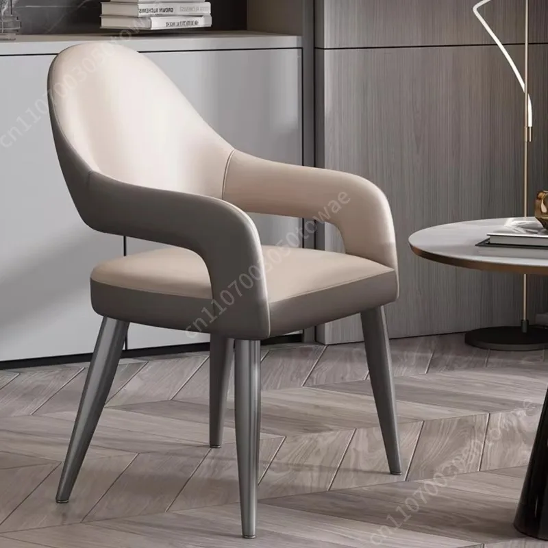 

Upholstered Dining Chair with Latex Cushion, Curved Backrest Accent Chair with Metal Legs, Luxury Faux Leather Kitchen Chair