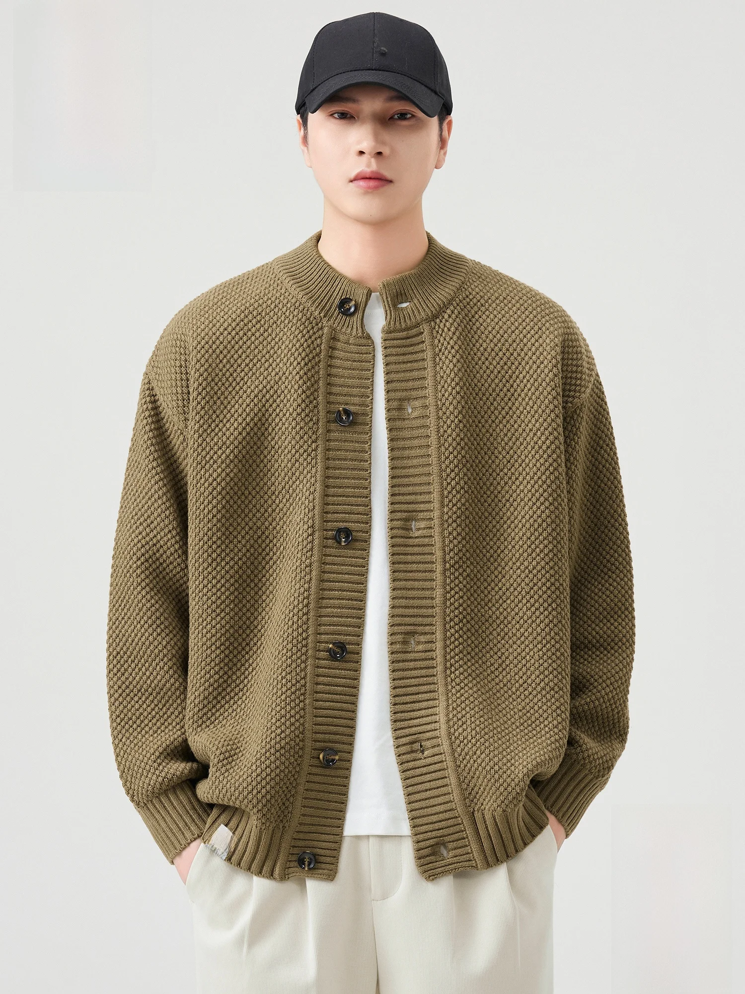 

PaulFrank Men's Faionable Loose Knitted round Ne Sweater Autumn Winter Warm Polyester Cotton Blend Button up Cardigan