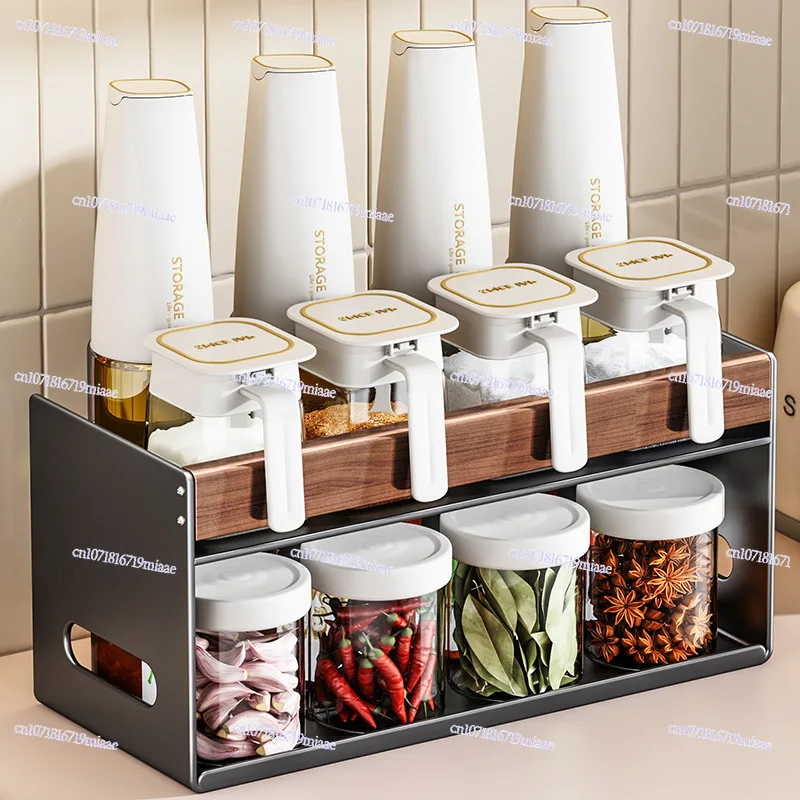 Kitchen Seasoning Shelf Household Countertop Corner Seasoning Bottle Salt Tank Oil Pot Sauce Vinegar Pot Lid Storage Rack