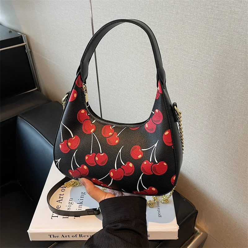 

Сумка Strawberry Moon 2025 года, женская сумка для подмышек с острым носком, шикарная сумка через плечо, повседневная сумка «день-ночь», текстурированный слинг