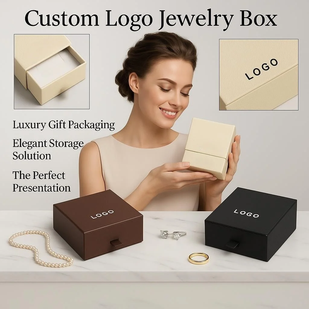 50pcs custom logo Paper Jewelry Drawer Packaging Boxes