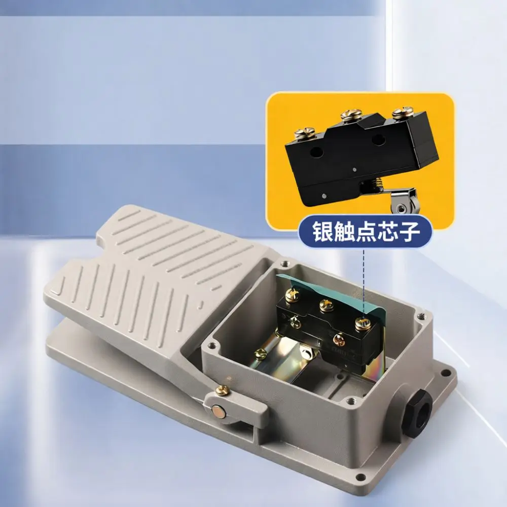 TFS 201 Dual Pedal Foot Switch Industrial Grade Aluminum Controller Machinery Operation Hands Free Electric Device