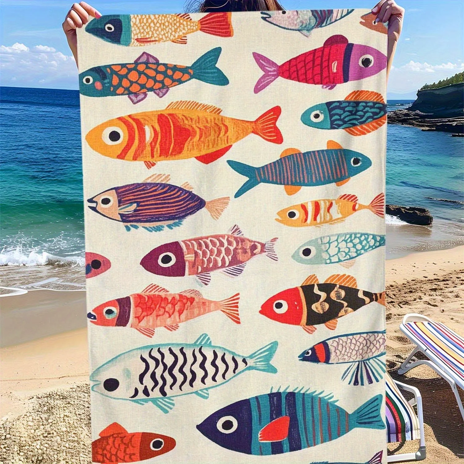 Newest Cool Shark Sunglasses Beach Scene Microfiber Beach Towel, Quick Dry Cartoon Sea Animal Towel for Boys Summer