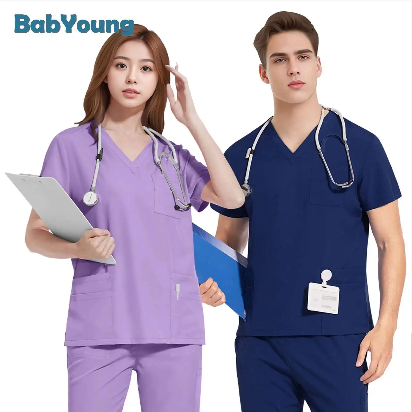 2025 New Straight Leg Pants Beauty Salon Operating Room ICU Cic Doctor Nurse Work Clothes Frosted Set