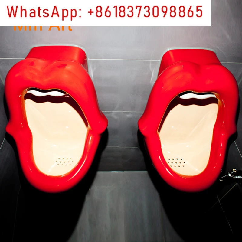 

1PCS red lip urinal adult wall mounted back inlet urine devic for hotel bar washroom sanitary pissing female urinal device