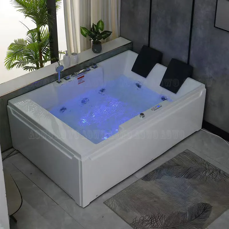 

Cheaper Price Whirlpool Tub 2 Person Yacuzzi 2 Skirts Air Bubble Rectangle Control Screen With Electricity Heater Bathroom Use