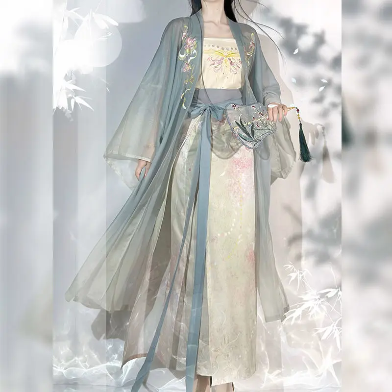 Song Dynasty Hanfu - Women's Xuan Skirt with Changgan Modified Hanfu Element, Summer Daily Wear Chinese Traditional Costume