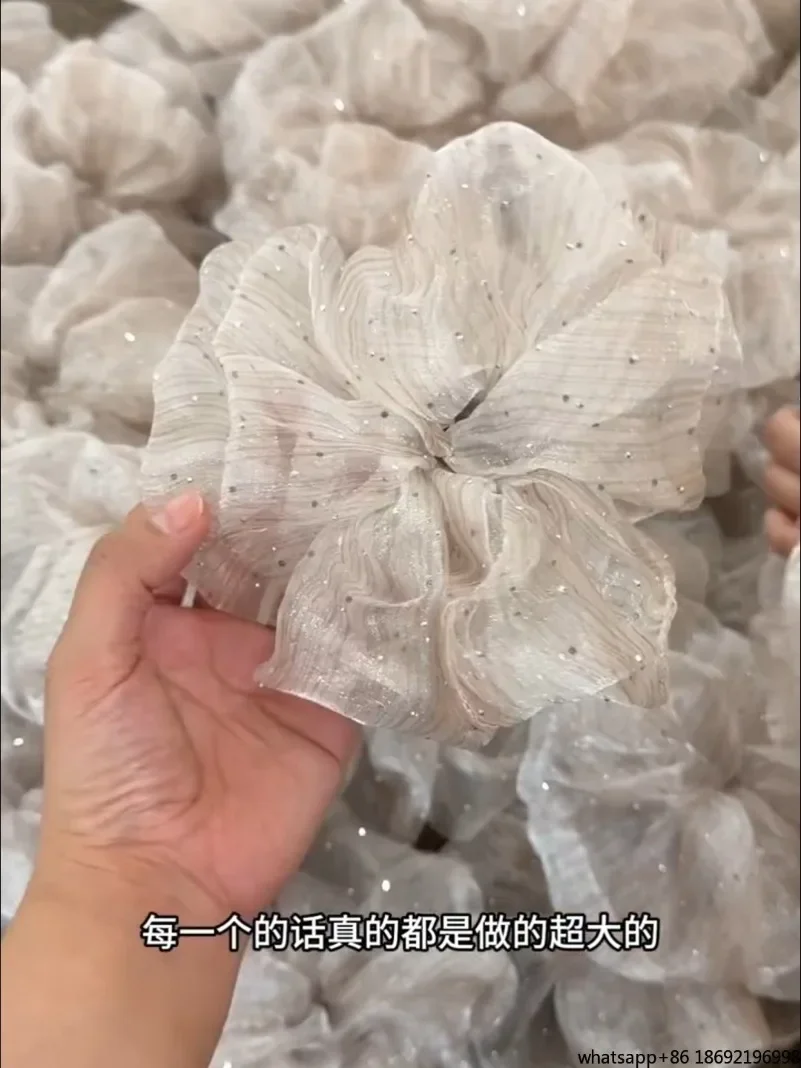 Large Intestine Hair Band! French Style with Broken Diamonds, Temperament Atmosphere, Super Fairy High-end Hair Accessories
