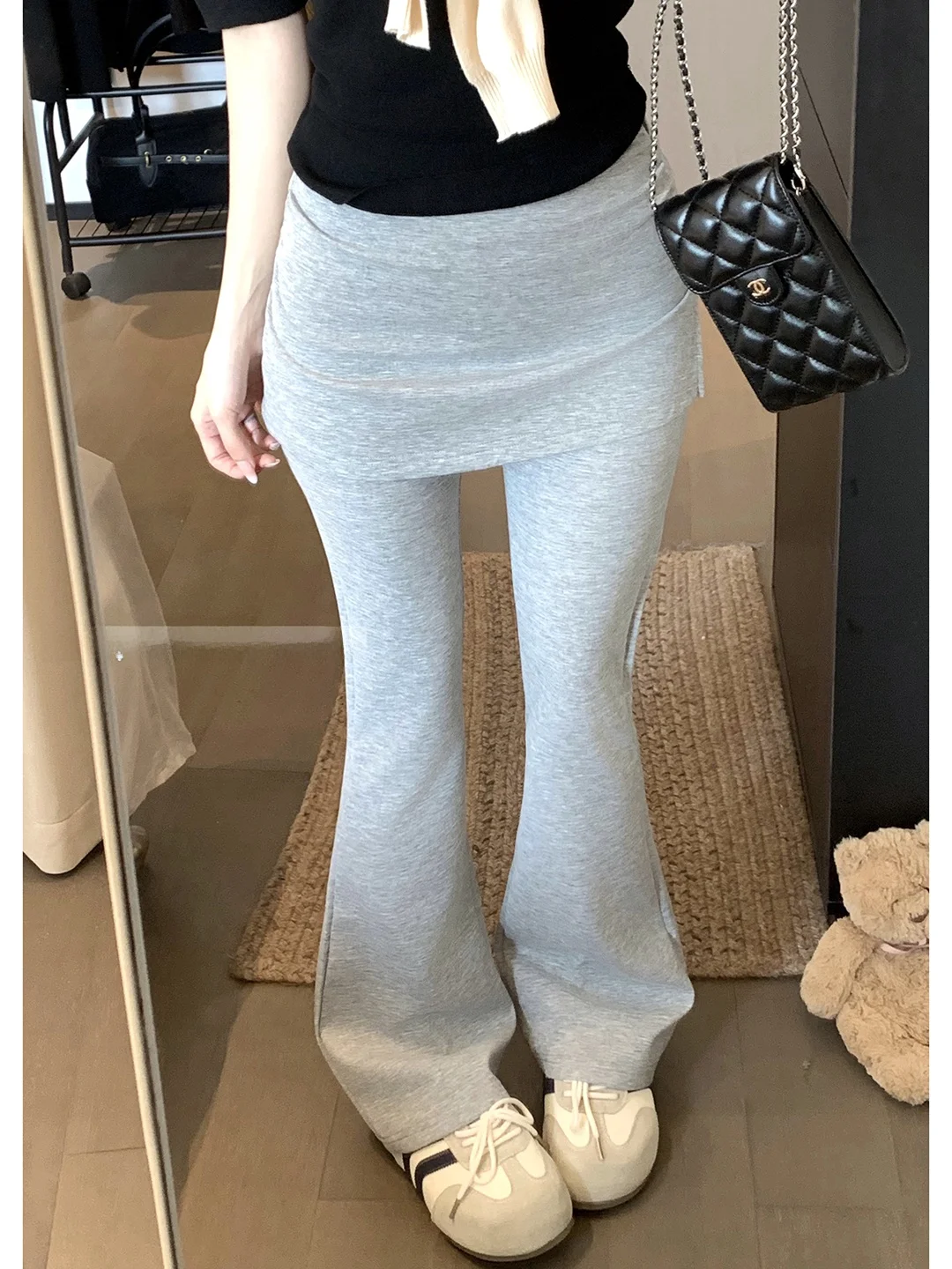 

Женские повседневные брюки микро-клеш с высокой талией, стильные, весна 2026, новая мода, корейский стиль, удобные, дышащие, из полиэстера