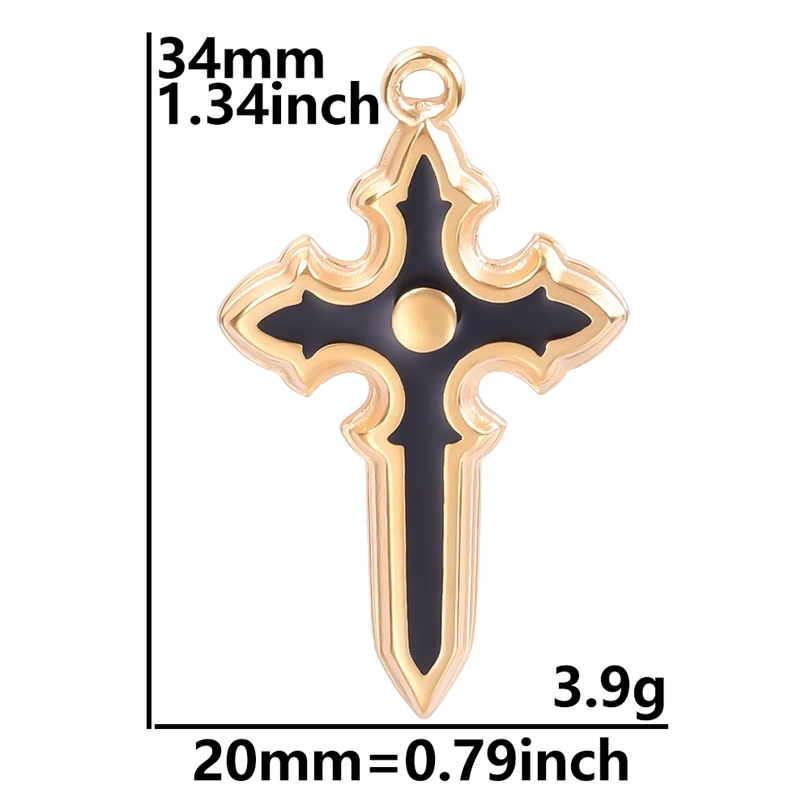 8pcs Gold/Silver Color Heart Shaped Drip Oil Metal Religious Cross Pendant Jewelry Making Stainless Steel Christ Pendant Bulk