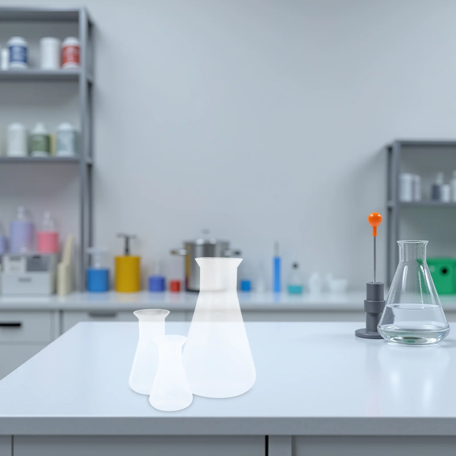 6 قطعة قوارير مخملية بلاستيكية شفافة للمختبر واسعة الفم زجاجات كاشف متدرجة مجموعة الكيمياء 50 100 500 مللي