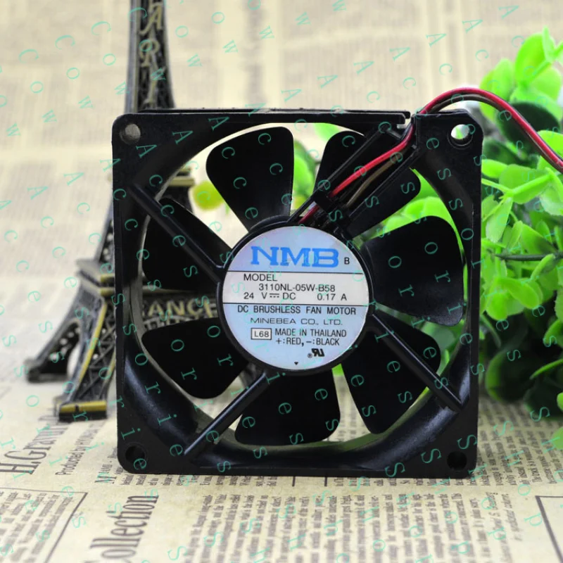 PP+ FOR NMB  3110NL-05W-B58 8cm 8025  DC 24V 0.17A 3-wire  Case Cooling Fan