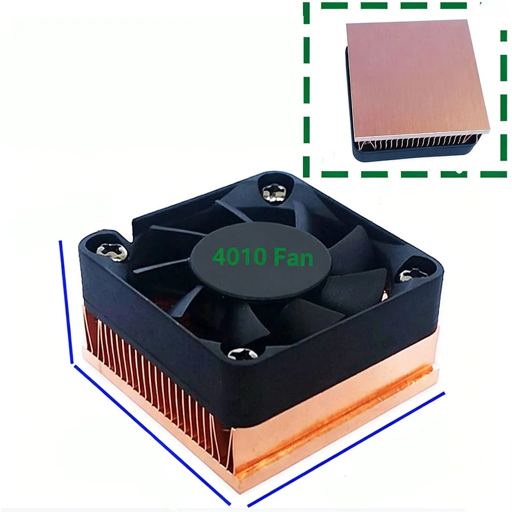1Pcs Pure Copper Heatsink With Fan High Thermal Conductivity Copper Radiator For Semiconductor/CPU Chip/ Router PCB Module