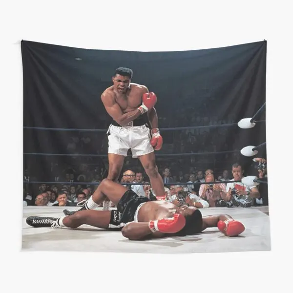 Muhammed Ali Knock Out  Tapestry Wall Art Living Mat Travel Decoration Colored Printed Yoga Decor Hanging Blanket Room Bedroom