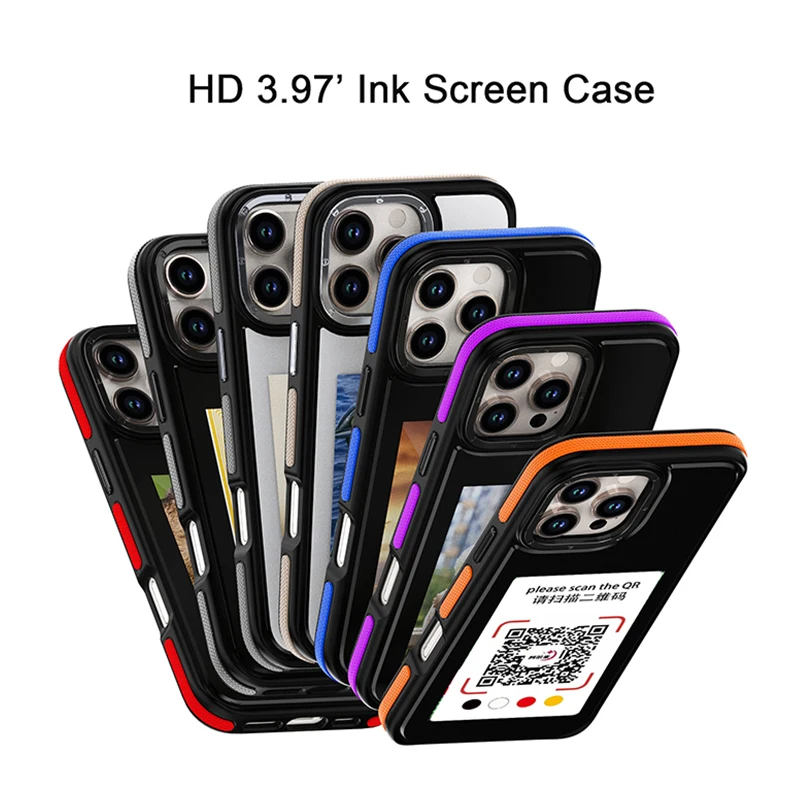 

NFC 3.97 Inch Ink Phone Case For iphone 16 Pro Max High-definition Intelligent DIY Four-color Ink Screen Protection Cover