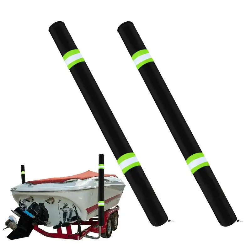 Boat Guide Poles Cover 36 Inch Reflective Marine Trailer Guide Poles Pad Heavy Duty Oxford Cloth Cover 2Pcs For Motor Boat And