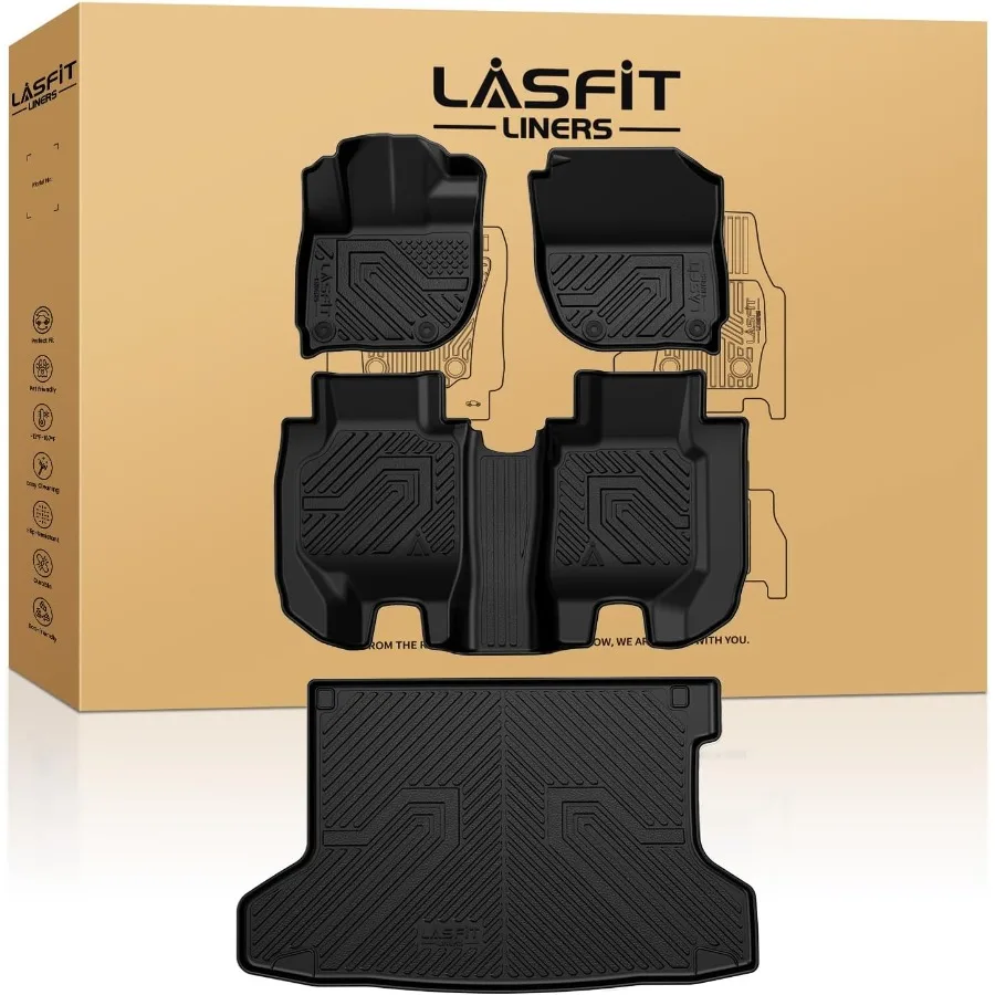 

Всепогодные напольные коврики TPE Custom Fit Комплект грузовых ковриков для моделей Honda HRV 20162022 AWD Полный охват для 1-го 2-го ряда и багажника D