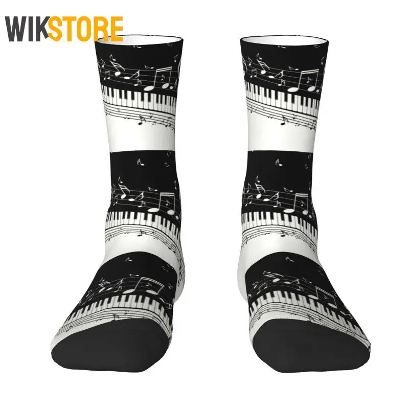 

Classic Piano Key Dress Socks Mens Womens Fashion Novelty Musician Music Notes Pianist Breathable Crew Sock