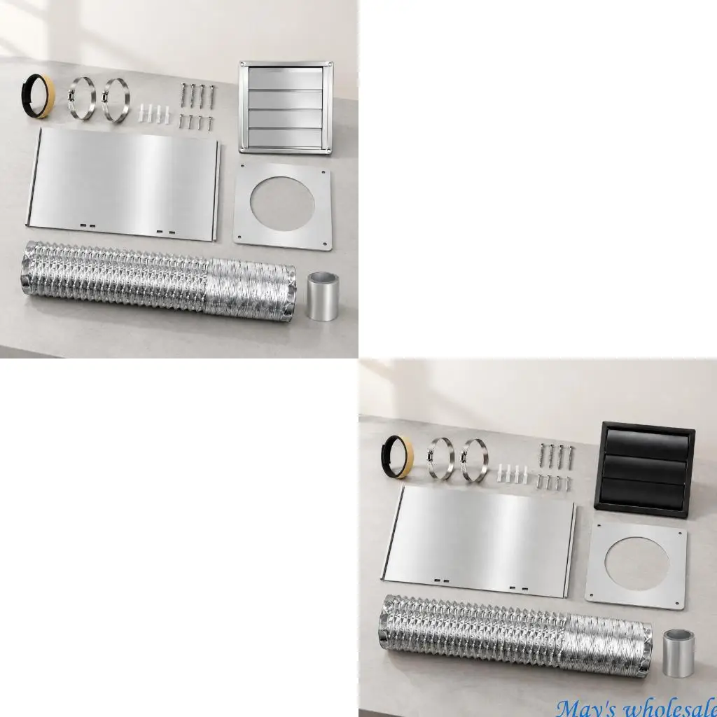 Exterior Dryer Exhaust Outlet Package with Louvered Cover and Flexible Duct for Through-Wall Use in Sheds and Basements 448A