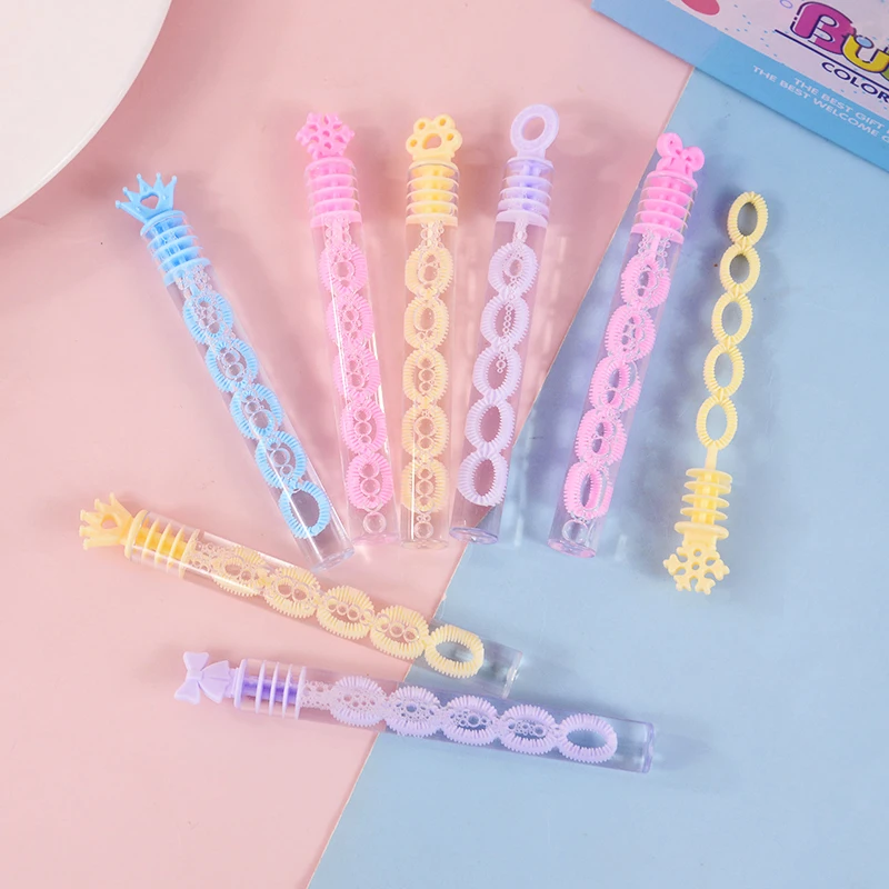 

Baby Shower Toy Favor Colorful Mini Bubble Tube Snowflake Crown Bow Including Soap Water Wedding Guest Gift Birthday Party Decor