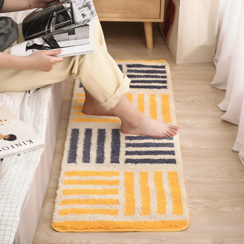 

Minimally Striped Internet Famous Carpet, Home Room Bedroom Bedside Carpet, Children's Cute Floor Mat, Bedside Carpet