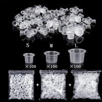 300/100pcs Plastic Disposable Tattoo Ink Cups 15/11/8mm Makeup Permanent Tattoo Pigment Clear Holder Container Caps Accessories