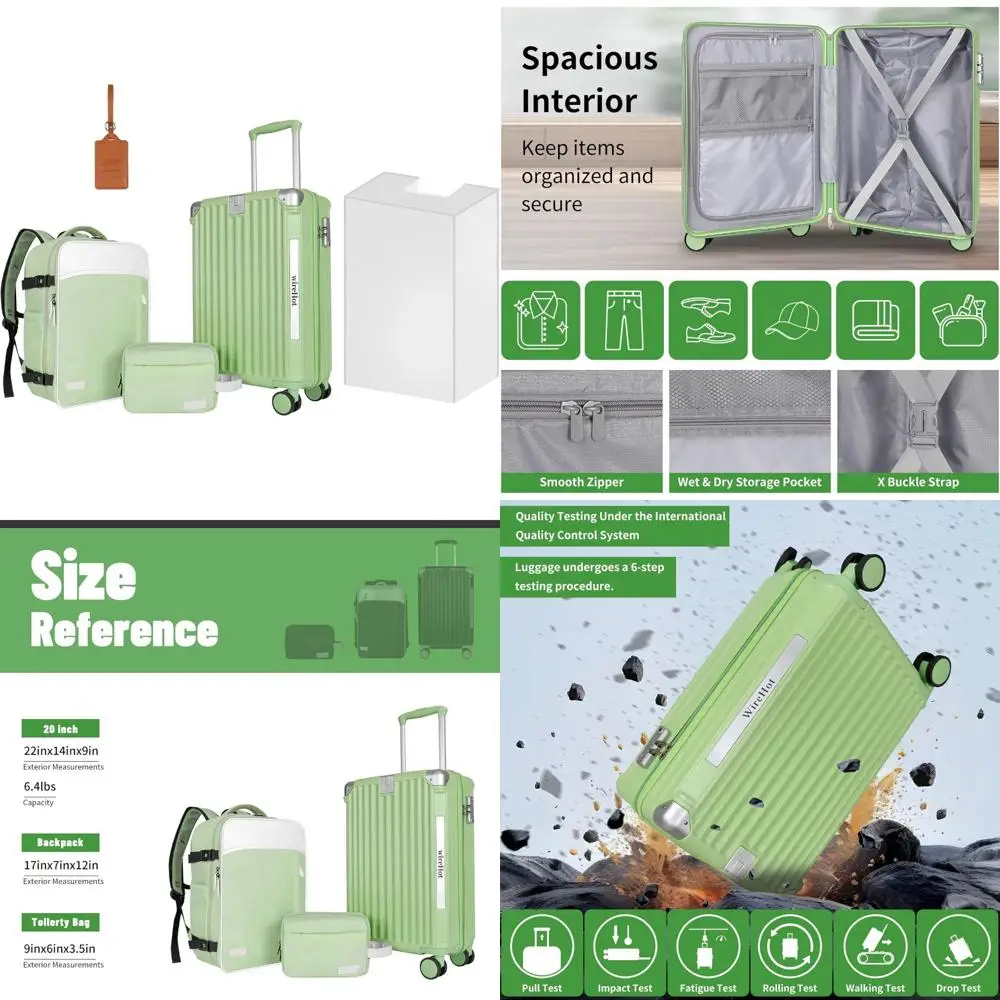 Equipaje de mano estilo vintage aprobado por aerolínea 22x14x9 con juegos de mochila, maleta retro pequeña de 20 pulgadas con carcasa dura ABS + PC con P