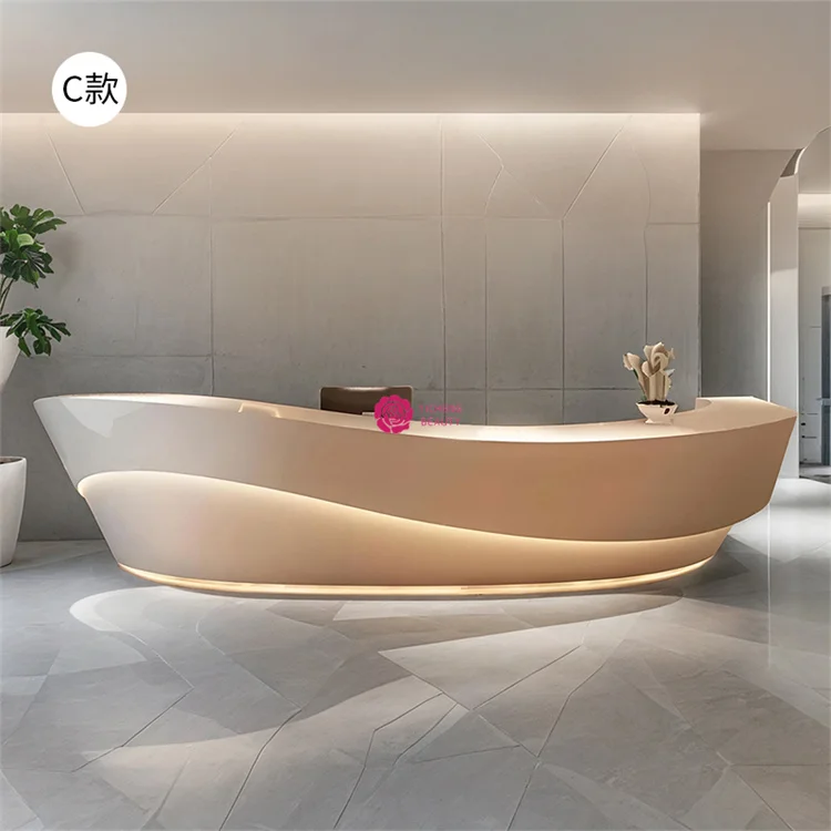 

Customized.Yicheng Beauty Modern and Simple Office Front Desk White Reception Desk and Large Office Furniture for Sale