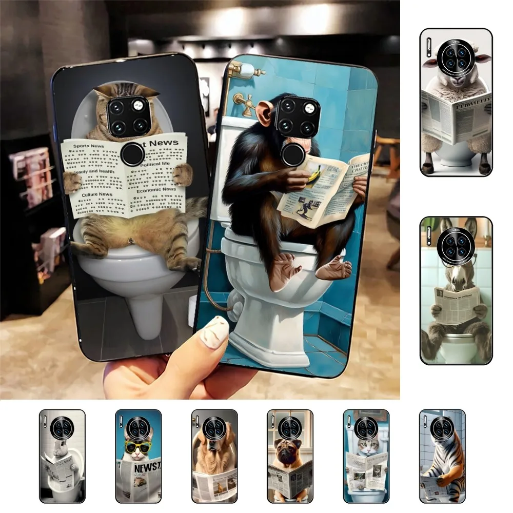 Funny Bathroom Humorous Animal Phone Case For Huawei Mate 10 20 30 40 50 lite pro Nova 3 3i 5 6 SE 7 pro 7SE