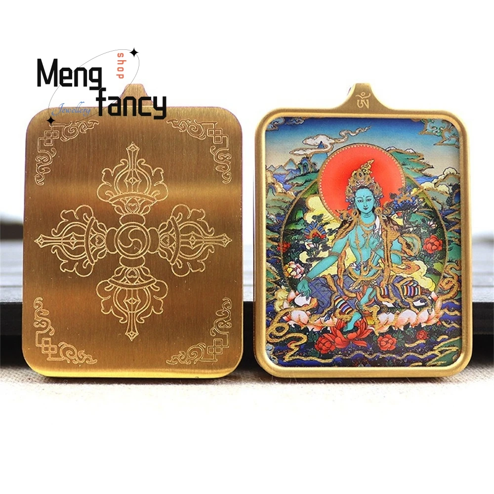Tibetan-style Titanium Steel Thangka Hand-painted Past Life & Present Life Zhakilaamu Nine-tailed Fox Pendant High-grade Jewelry